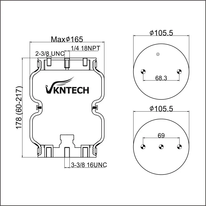 Lò xo không khí kết hợp đôi 2B5813 dành cho xe ô tô đã sửa đổi Lò xo không khí kết hợp đôi 2B5813 dành cho xe ô tô đã sửa đổi